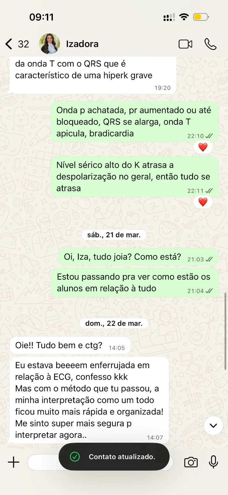 Conversa de aluno sobre a leitura de ECG no plantão