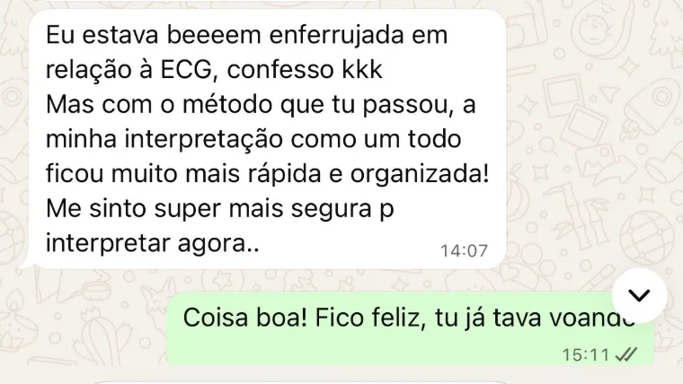 Conversa de aluno sobre a leitura de ECG no plantão